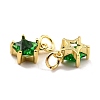 Brass Cubic Zirconia Charms KK-A156-05G-RS-4