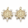 Brass Micro Pave Clear Cubic Zirconia Pendants for Religion ZIRC-N039-078-NF-1