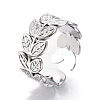 Non-Tarnish 304 Stainless Steel Leaf Cuff Rings LS-RJEW-N038-110P-1