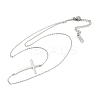 304 Stainless Steel Religion Curved Cross Pendant Cable Chain Necklaces for Women NJEW-P320-13P-4