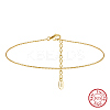 925 Sterling Silver Boston Link Chain Anklet AJEW-Z029-16G-1