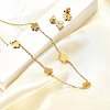 Flower 304 Stainless Steel Shell Necklaces & Stud Earring Set for Women SJEW-C007-05G-3