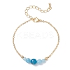 Natural Apatite Round Beads link Bracelets BJEW-JB13172-02-2