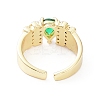 Cubic Zirconia Teardrop Open Cuff Ring RJEW-G287-03G-01-3