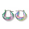 Ion Plating(IP) Rainbow Color 304 Stainless Steel Twist Teardrop with Cross Hoop Earrings for Women EJEW-G293-09M-1