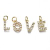 Brass Micro Pave Clear Cubic Zirconia Charms KK-N241-001-NR-3