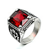 316L Stainless Steel & Cubic Zirconia Men's Vintage Carved Finger Rings FS-WG82D33-03-2