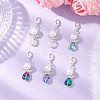 Heart Angel Glass & Glass Pearl Pendant Decorations HJEW-JM03773-04-1