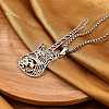 201 Stainless Steel Hollow Guitar Pendant Box Chain Necklaces NJEW-M086-03P-1