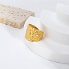 Adjustable 304 Stainless Steel Textured Wide Cuff Rings with Folded Wrinkles for Women GM6773-2