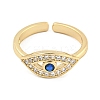 304 Stainless Steel Cubic Zirconia Evil Eye Open Cuff Ring for Women LS-RJEW-S406-04G-03-2