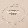 Stainless Steel Imitation Pearl Cable Chain Bib Necklaces for Women GX8162-1-1
