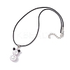 Glass Seed Beads & Glass Pearl Round Beaded Bear Pendant Waxed Cotton Cord Necklaces for Women Men NJEW-MZ00126-6