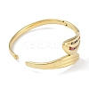 304 Stainless Steel Rhinestone Leaf Hinged Bangles for Women BJEW-C071-13G-02-4