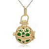 Golden Tone Brass Hollow Round Cage Pendants KK-J226-10G-1
