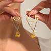 Stylish 201 Stainless Steel Heart Pendant Hoop Earrings LI4623-4
