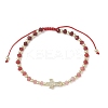 Dyed Natural Malaysia Jade Rondelle Beaded Braided Bead Bracelets BJEW-JB13395-01-2