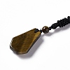 Natural Tiger Eye Hexagon Pendant Necklace with Nylon Cord NJEW-G094-A04-3
