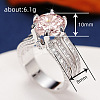 Brass Micro Pave Cubic Zirconia Finger Rings for Women FS-WGB56BB-22-2