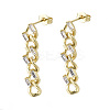 Brass Micro Pave Clear Cubic Zirconia Dangle Stud Earrings X-EJEW-N011-12G-NF-3