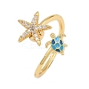 Rotatable Brass Micro Pave Cubic Zirconia Open Rings for Women LS-RJEW-K305-02G-4