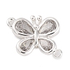 Brass Pave Clear Cubic Zirconia Connector Charms KK-Z066-09S-1