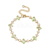 Horse Eye Brass Glass & Cubic Zirconia Link Bracelets BJEW-D378-02G-4