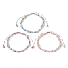 3Pcs 3 Color Natural Pearl & Glass Seed Braided Bead Bracelets Set BJEW-JB09535-1