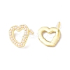 Plastic Imitation Pearl Beaded Hollow Out Heart Stud Earrings EJEW-F306-02G-2