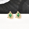 Tortoise Brass Micro Pave Cubic Zirconia Stud Earrings EJEW-A135-04G-1