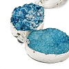 Silver Plated Dyed Oval Natural Drusy Quartz Crystal Beads Strands G-F144-01-S-3