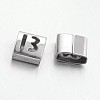 Tarnish Resistant Letter Style 201 Stainless Steel Square Slide Charms STAS-L132-12-1