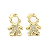 Brass Micro Pave Clear Cubic Zirconia Prince Connector Charms KK-K365-15B-G-1