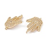 Brass Micro Pave Clear Cubic Zirconia Connector Charms KK-E068-VC077-3