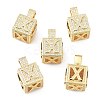 Alphabet Brass Micro Pave Clear Cubic Zirconia Pendants ZIRC-O045-01G-X-1