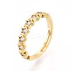 Brass Micro Pave Cubic Zirconia Cuff Rings for Women KK-T071-82G-4