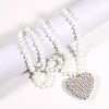 Valentine's Day Heart Alloy Rhinestone Pendant Glass Beaded Necklaces for Women FS-WG456B3-04-2