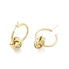Brass Knot Beaded Hoop Earrings for Women EJEW-P205-10G-2