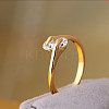 Real 18K Gold Plated Brass Cubic Zirconia Cuff Rings RJEW-EE0001-024C-3