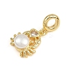 Brass Pave Clear Cubic Zirconia and Imitation Pearl European Dangle Charms KK-C114-15G-2