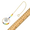 7 Chakra Glass & Brass Ring Suncatcher with Clear Round Charm HJEW-JM04940-3
