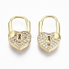 Brass Micro Pave Clear Cubic Zirconia Huggie Hoop Earrings EJEW-R114-009-NF-1