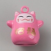 Lucky Cat Shapes Baking Paint Brass Pendants KK-WH0081-69B-1