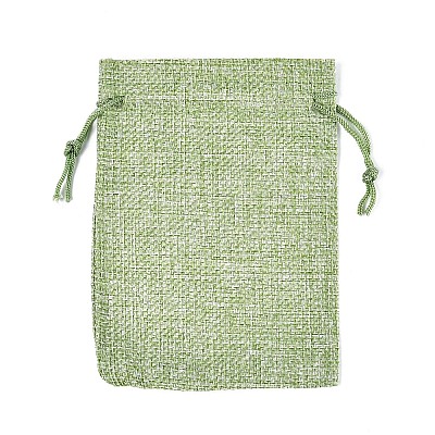 Polyester Imitation Burlap Packing Pouches Drawstring Bags X-ABAG-R005-14x10-02-1