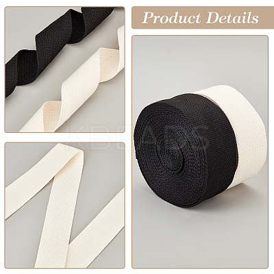 2Pcs 2 Colors 10 Yards Flat Polycotton Ribbon OCOR-GA0001-68B-1