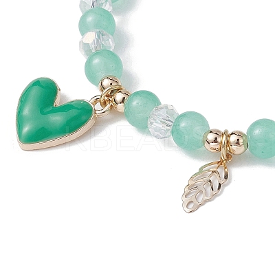 Glass Round Beaded Stretch Bracelets BJEW-JB09909-04-1