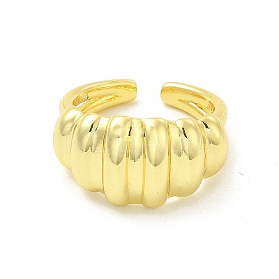 Brass Croissant Open Cuff Ring for Women RJEW-E068-02LG-1
