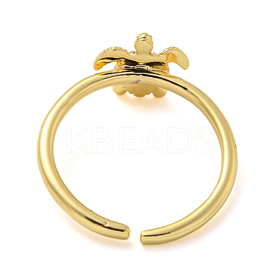 Rack Plating Brass Sea Turtle Open Cuff Rings for Women LS-RJEW-C081-02G-1