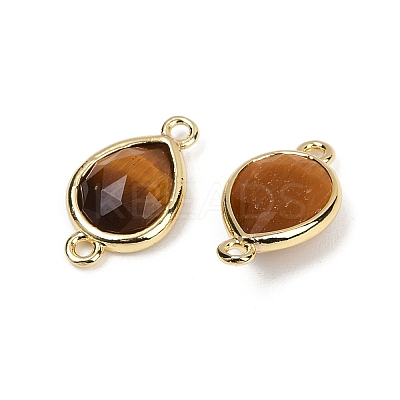 Natural Tiger Eye Faceted Connector Charms G-L514-048P-04-1