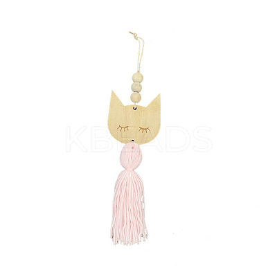 Nordic Wooden Beads Tassel Wall Hanging Ornament MAKN-PW0001-012A-1